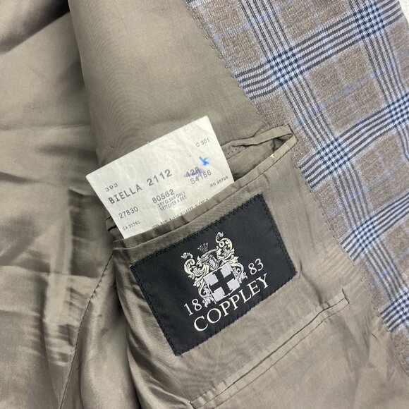 Coppley Biella Brown / Blue Plaid Sport Coat Jacket Super 130's Wool Sz 42R - Picture 16 of 16